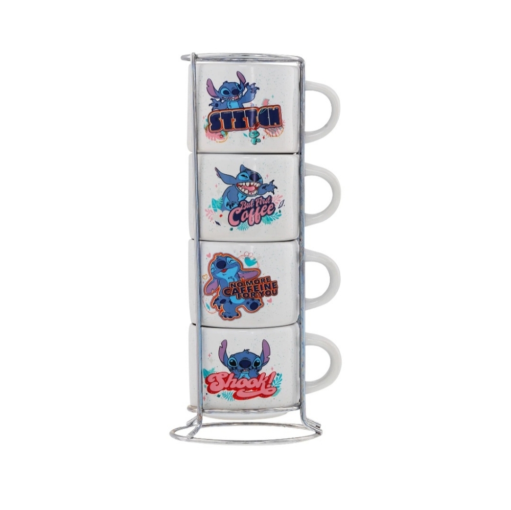 Stitch 4-Piece 3oz Stackable Espresso Ceramic Mug